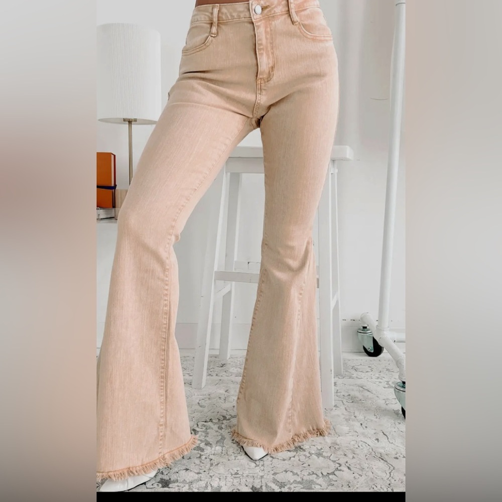 Flair leg, high waisted light weight denim jeans